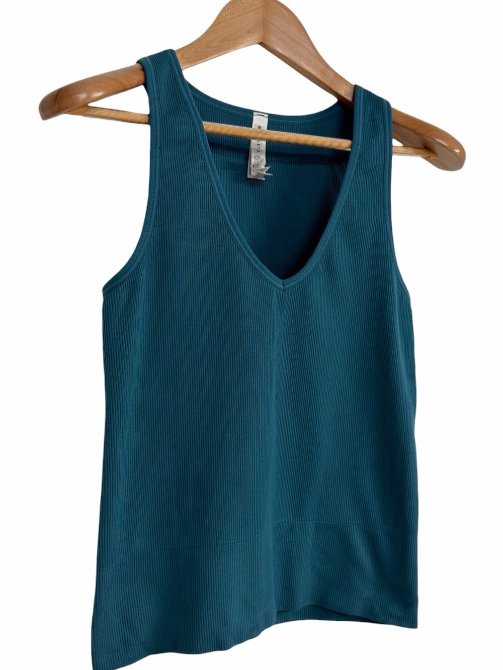 Athleta Aurora Ribbed V Neck Tank Top Deep Teal Sleeveless Stretch Small - Picture 4 of 9